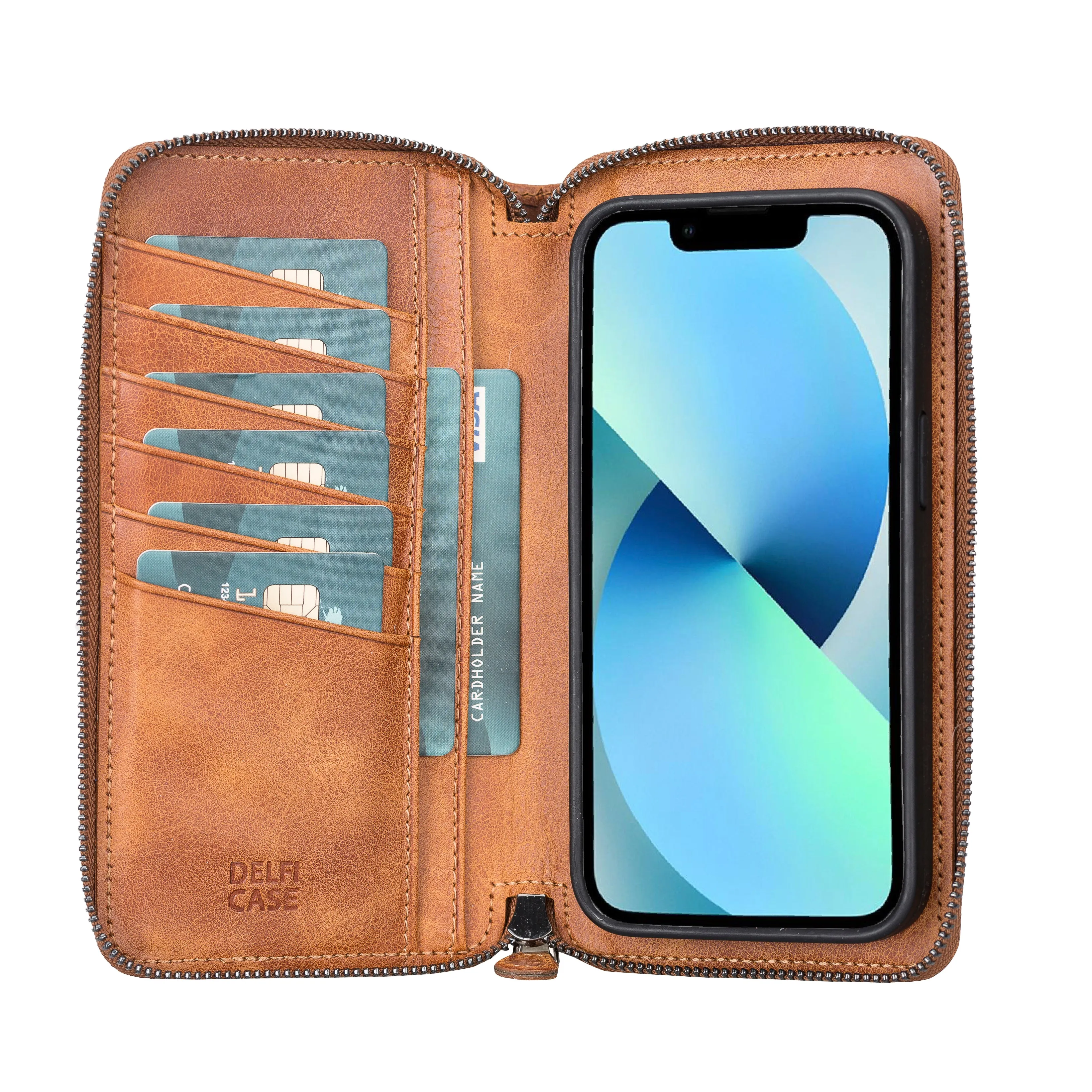 Leather Magnetic Wallet Case for iPhone 13