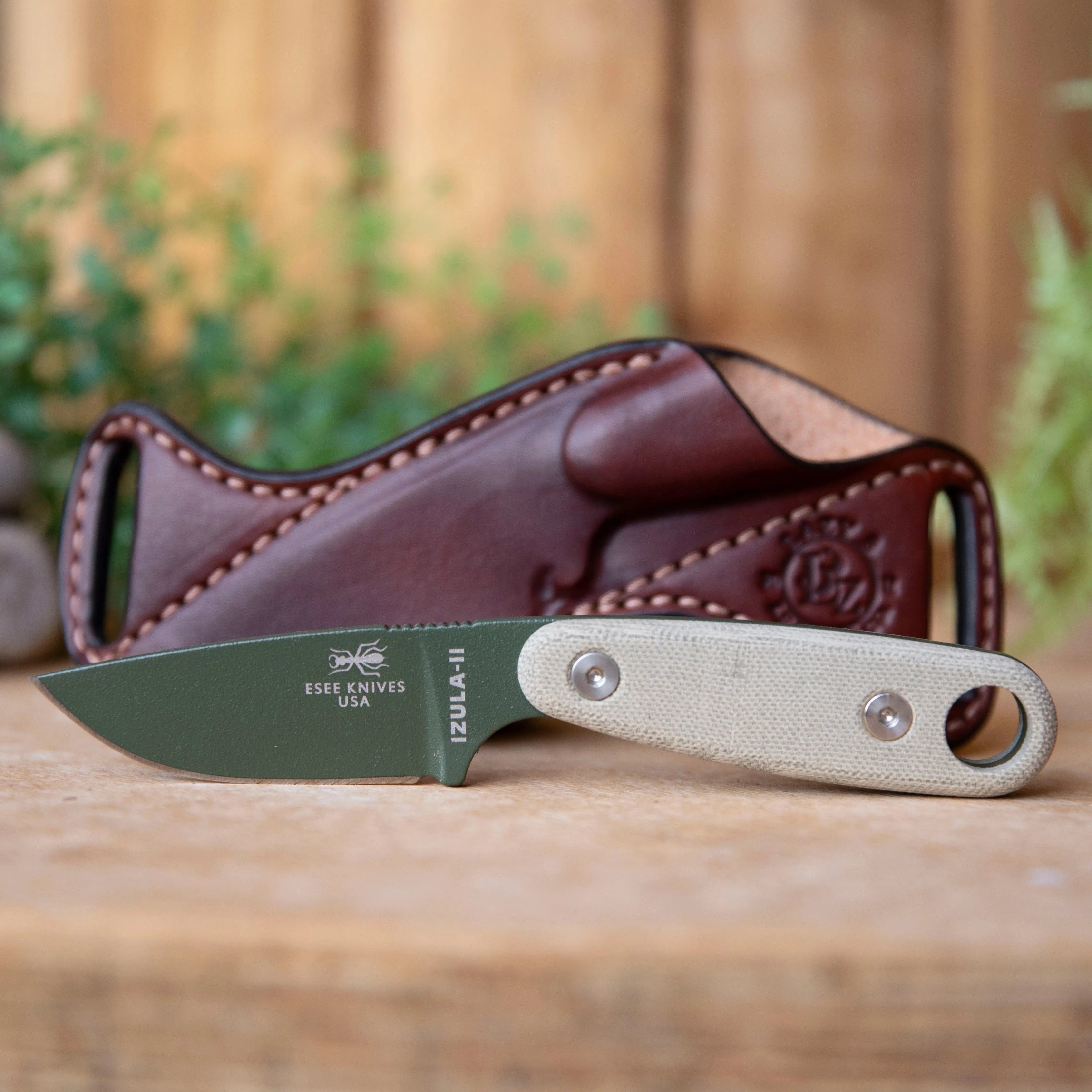 Left Handed Esee Izula II and Bishop Scout Carry Sheath