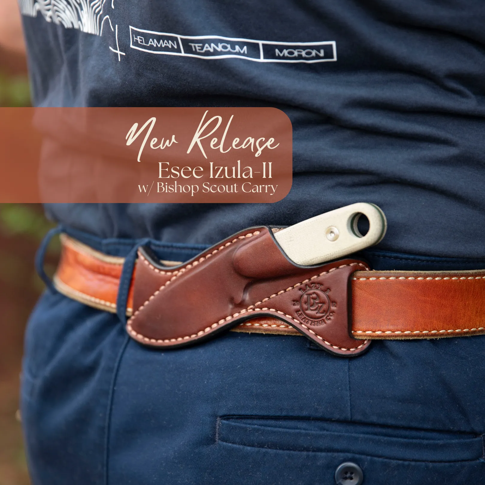 Left Handed Esee Izula II and Bishop Scout Carry Sheath