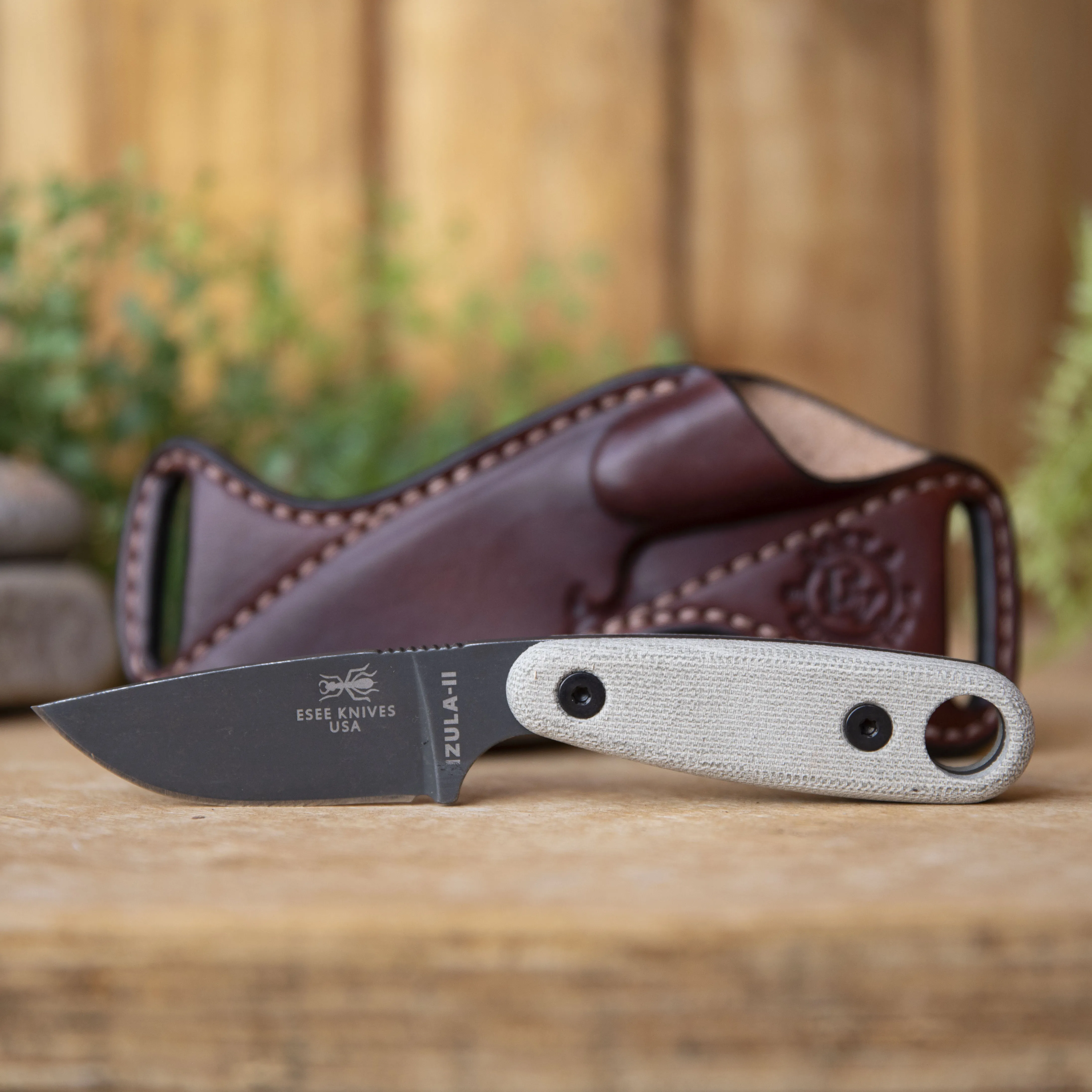 Left Handed Esee Izula II and Bishop Scout Carry Sheath