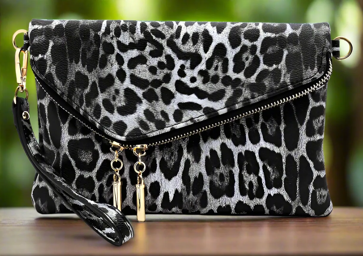 Leopard Envelope Fold over Clutch Crossbody Bag