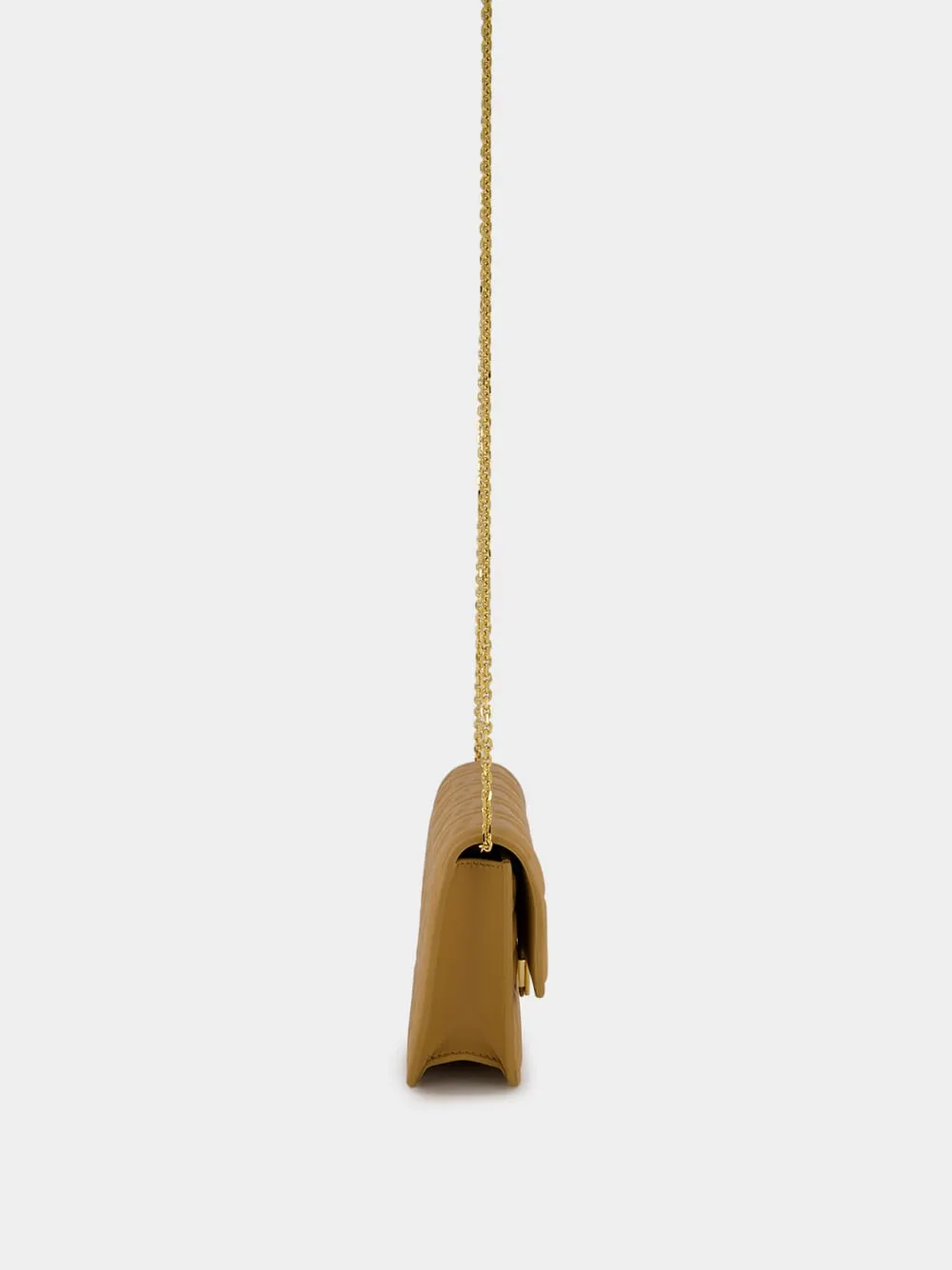 Light Brown Nappa Leather Wallet on Chain Baguette