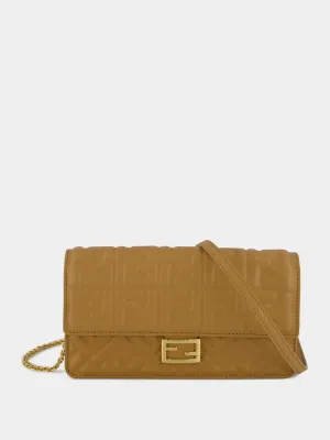 Light Brown Nappa Leather Wallet on Chain Baguette
