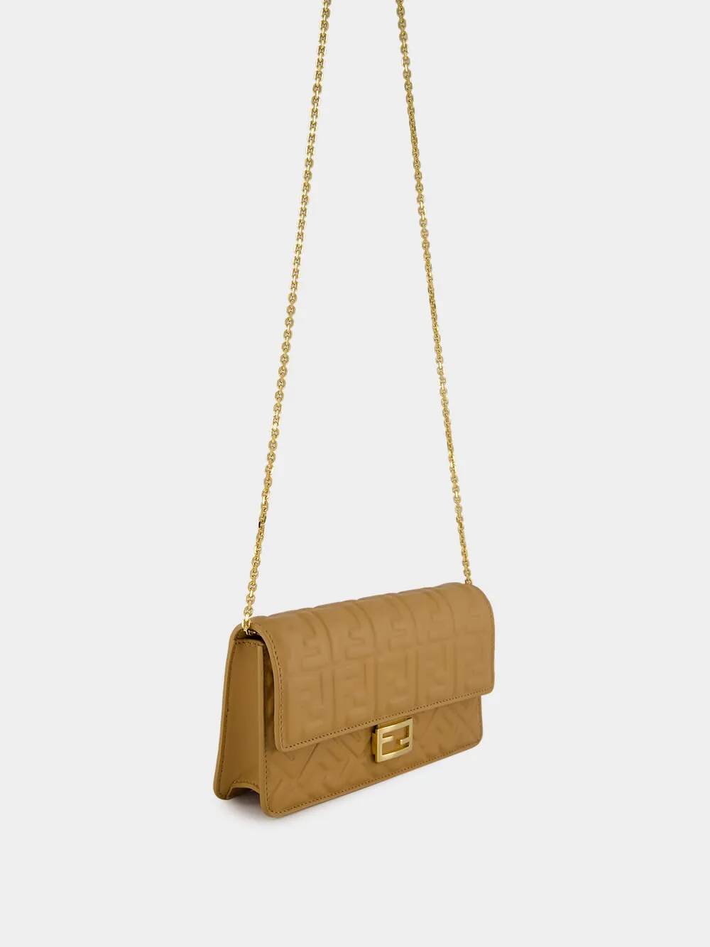 Light Brown Nappa Leather Wallet on Chain Baguette