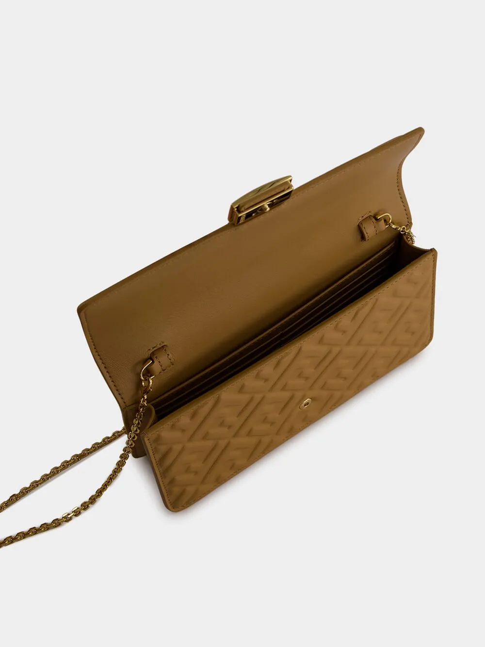 Light Brown Nappa Leather Wallet on Chain Baguette