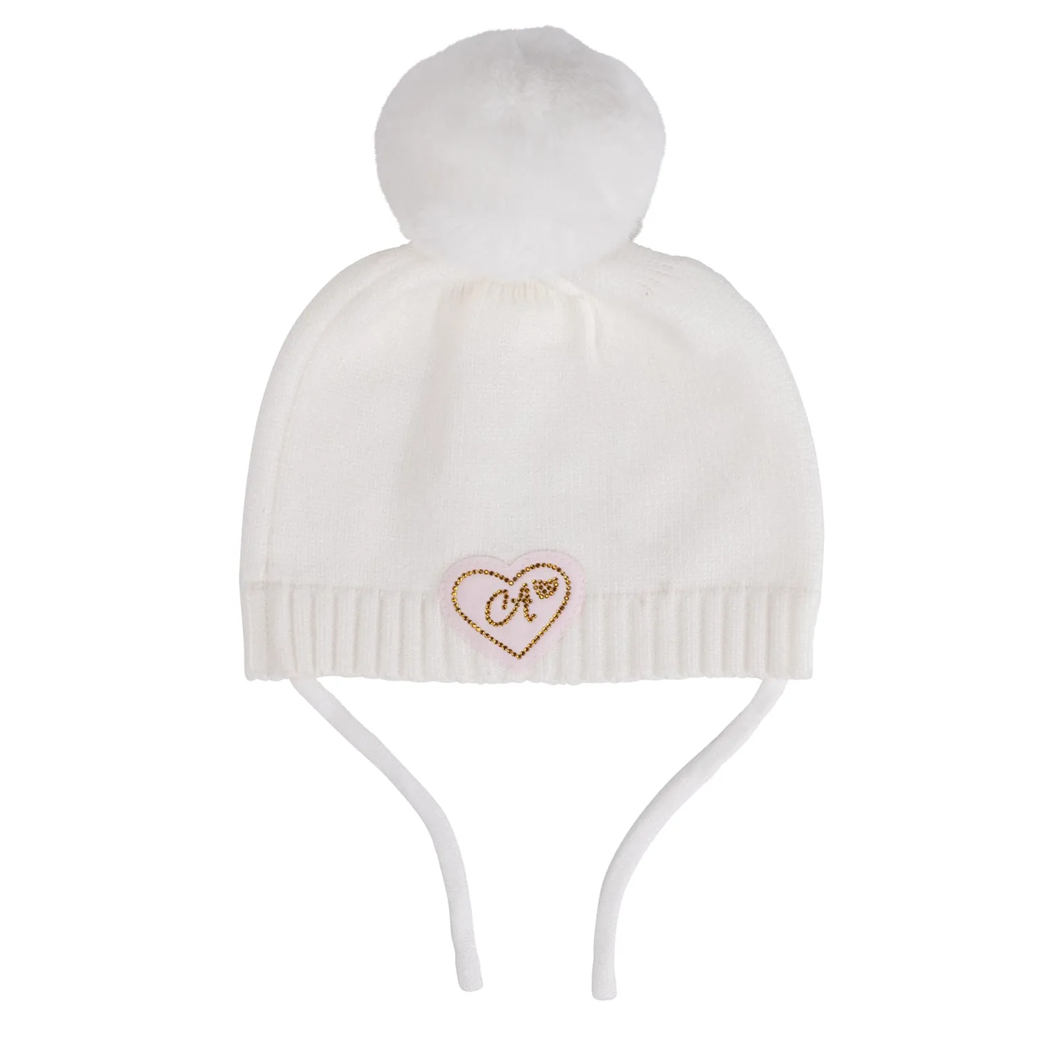 Little A GLYNNE Snow White Bear Knitted Pom Pom Hat LA24316