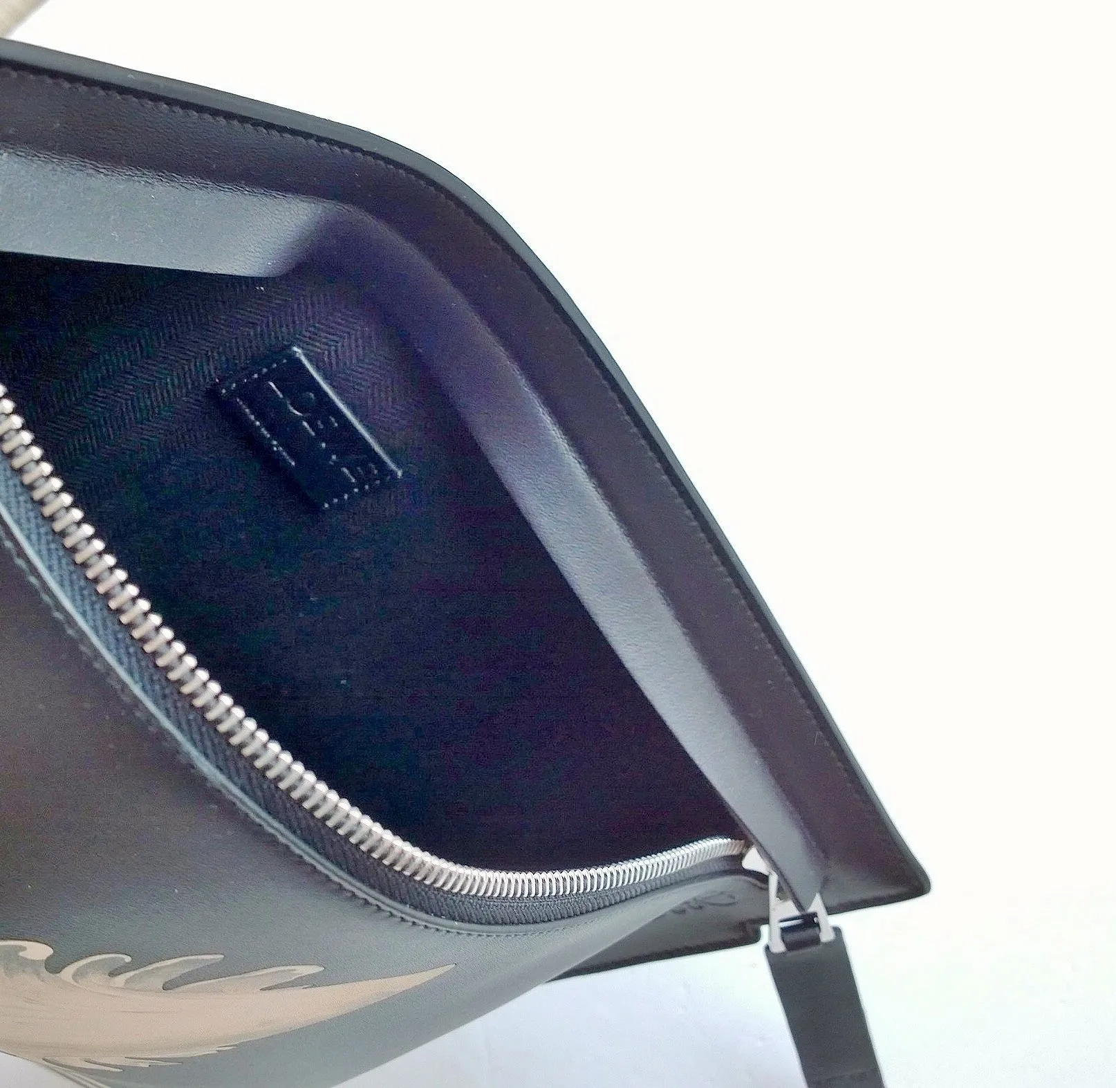 Loewe Mushroom Print Leather T Pouch in Black