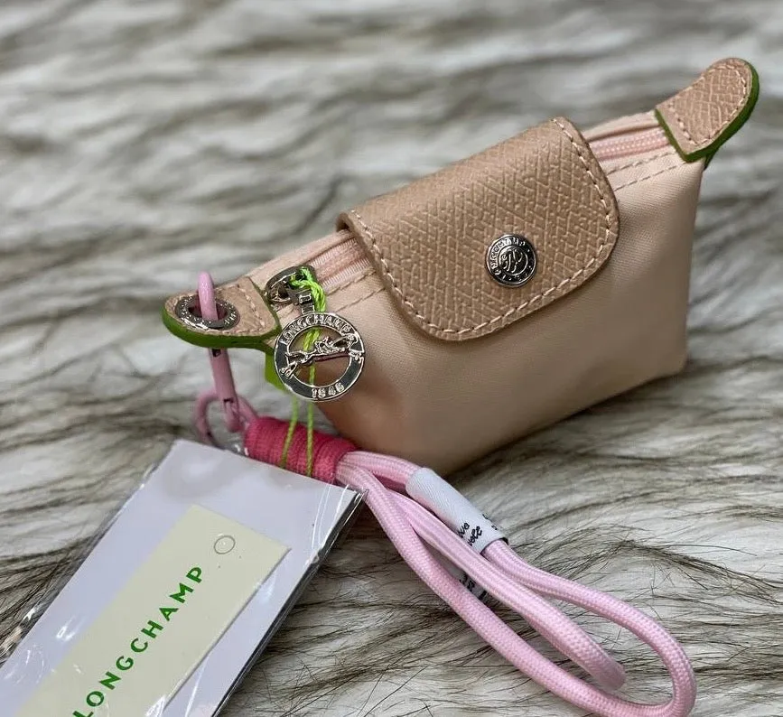 Longchamp Micro Nylon Pouch with Leather Flap and Wrist Strap (5x3)