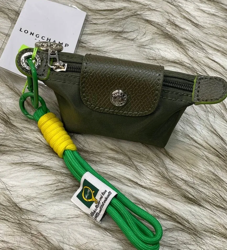 Longchamp Micro Nylon Pouch with Leather Flap and Wrist Strap (5x3)