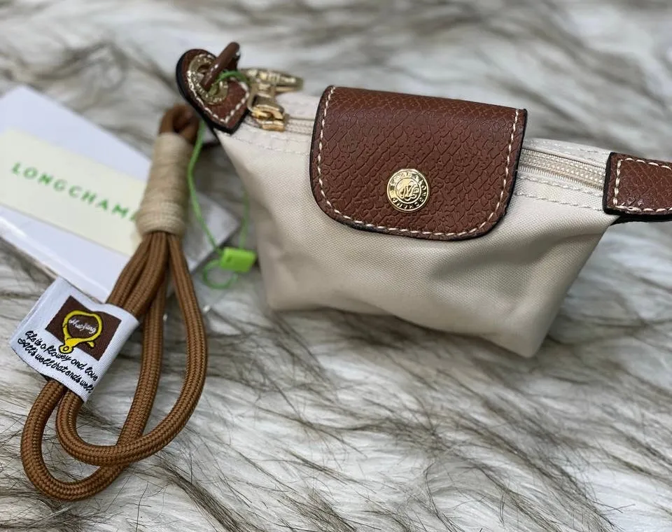 Longchamp Micro Nylon Pouch with Leather Flap and Wrist Strap (5x3)