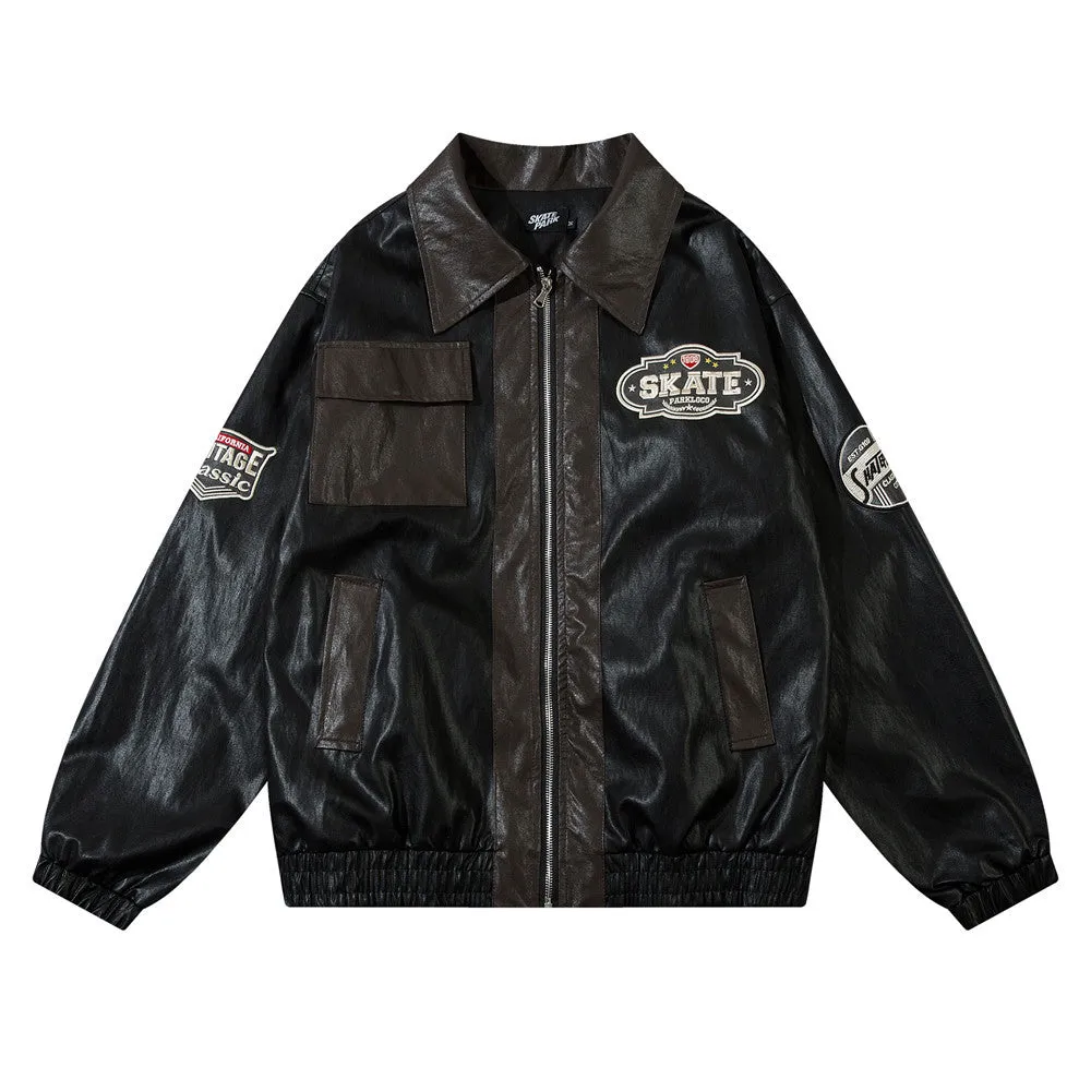 Loose PU Leather Jacket Men's Coat