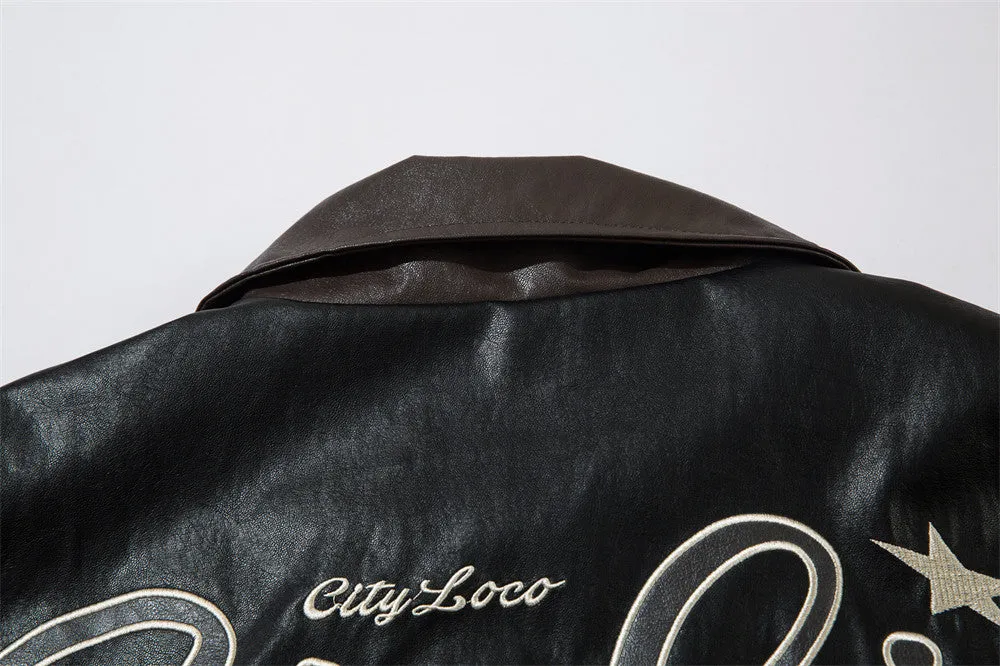 Loose PU Leather Jacket Men's Coat