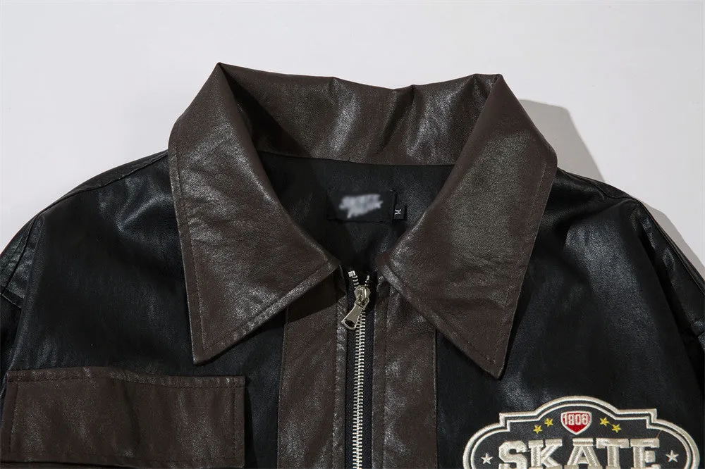 Loose PU Leather Jacket Men's Coat