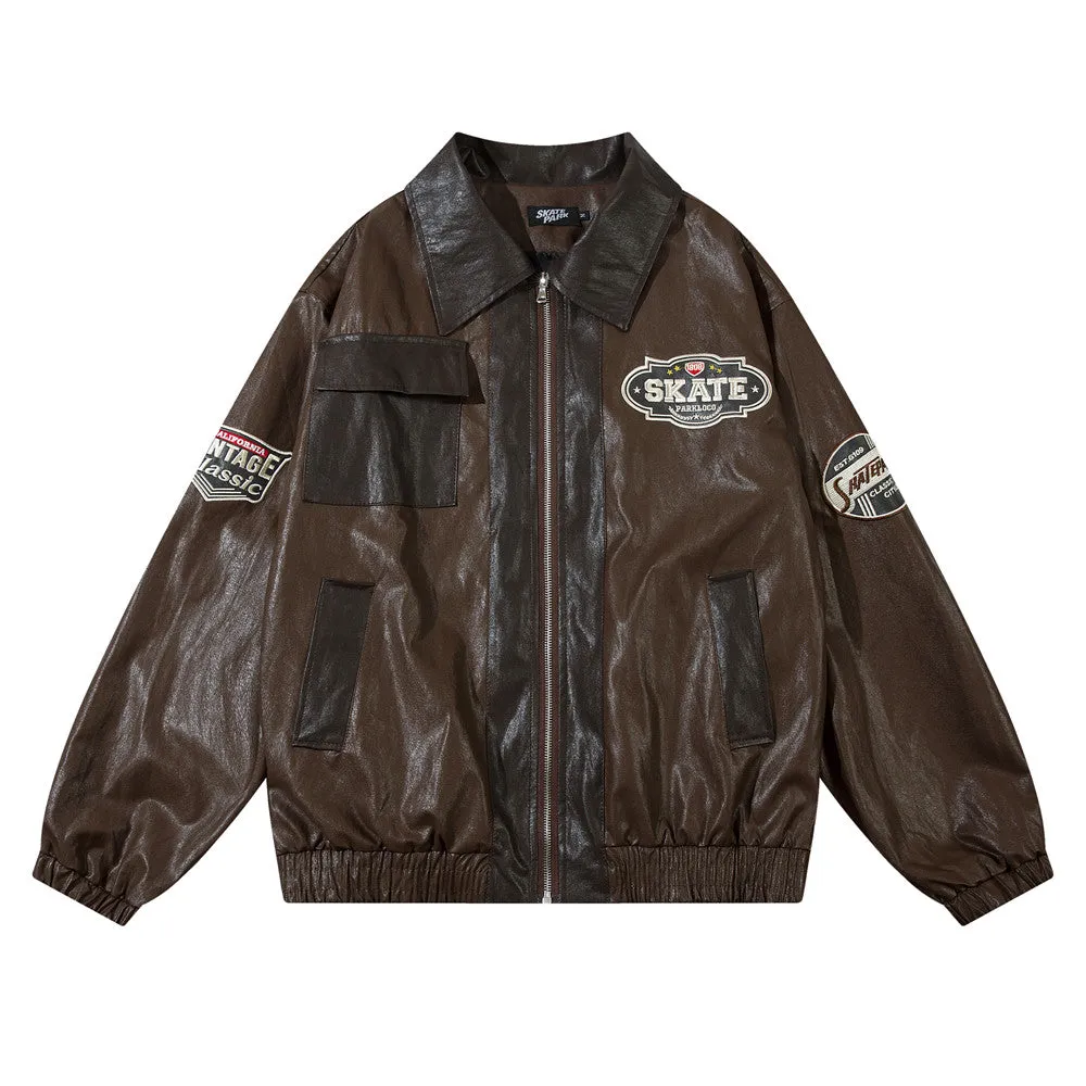 Loose PU Leather Jacket Men's Coat