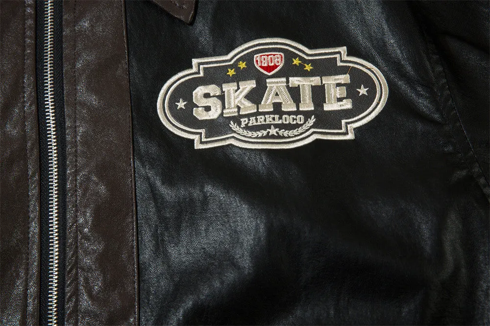 Loose PU Leather Jacket Men's Coat