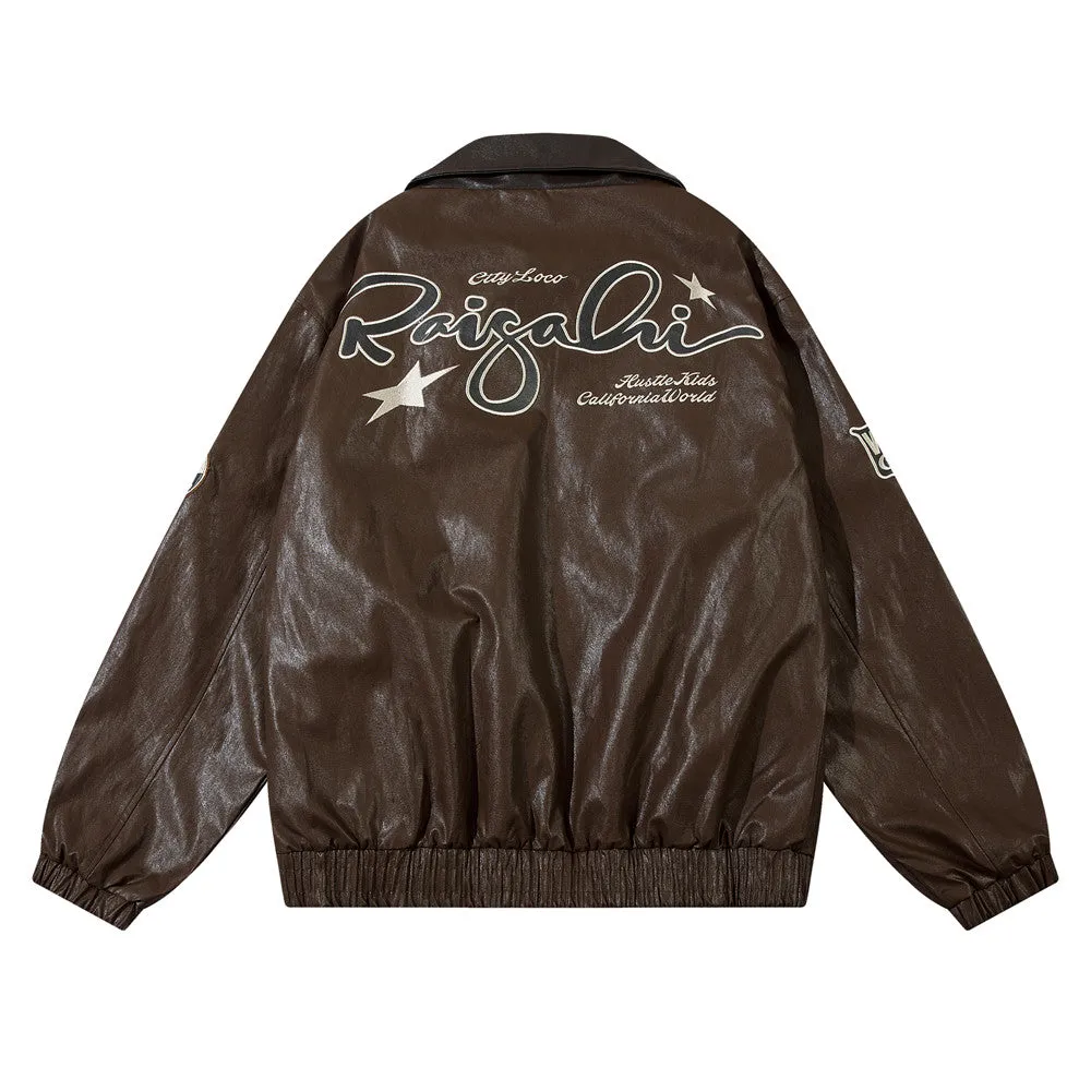 Loose PU Leather Jacket Men's Coat