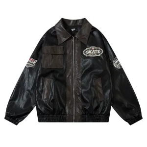 Loose PU Leather Jacket Men's Coat