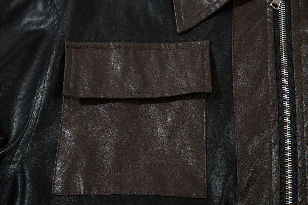 Loose PU Leather Jacket Men's Coat