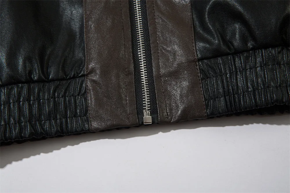 Loose PU Leather Jacket Men's Coat