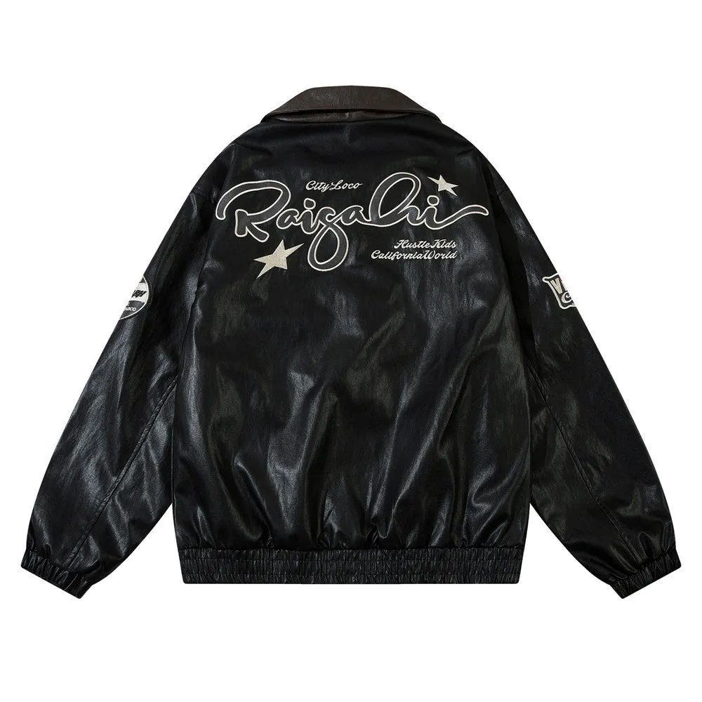 Loose PU Leather Jacket Men's Coat