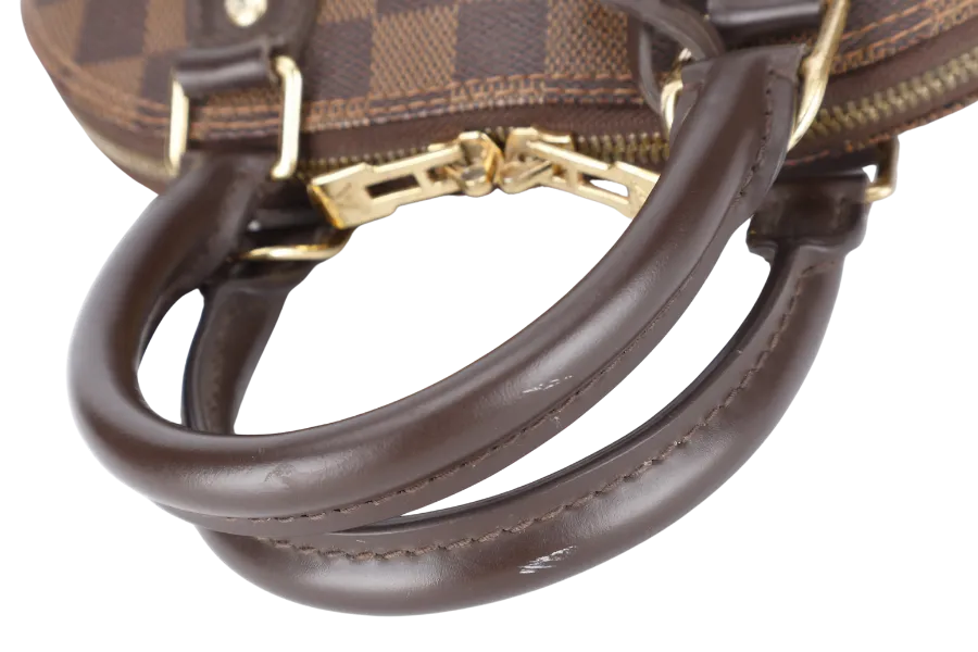 LOUIS VUITTON N40606 ALMA BB BROWN DAMIER EBENE GOLD HARDWARE WITH LONG STRAPS, PADLOCK AND KEYS