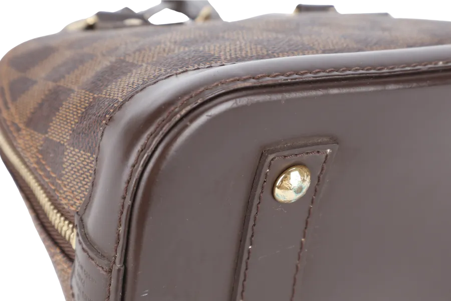 LOUIS VUITTON N40606 ALMA BB BROWN DAMIER EBENE GOLD HARDWARE WITH LONG STRAPS, PADLOCK AND KEYS
