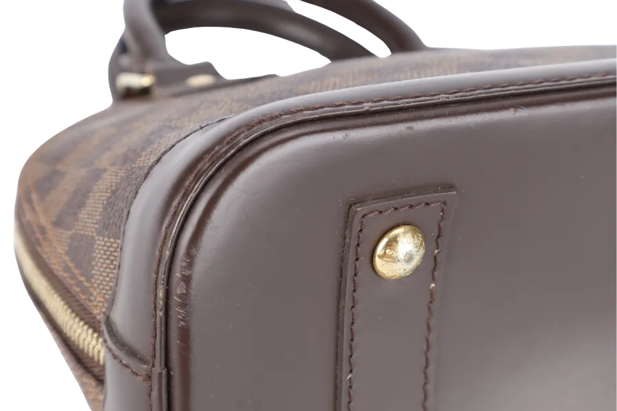 LOUIS VUITTON N40606 ALMA BB BROWN DAMIER EBENE GOLD HARDWARE WITH LONG STRAPS, PADLOCK AND KEYS