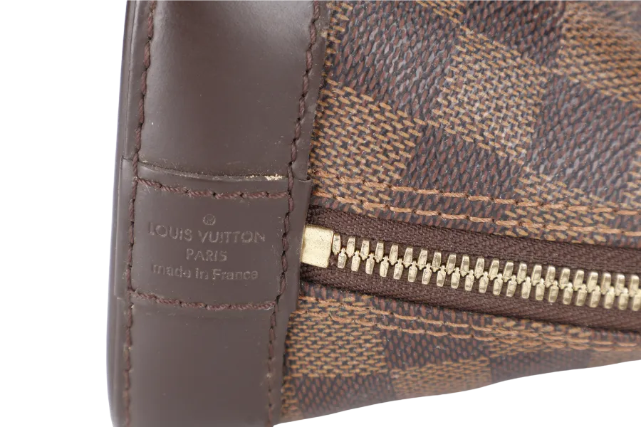 LOUIS VUITTON N40606 ALMA BB BROWN DAMIER EBENE GOLD HARDWARE WITH LONG STRAPS, PADLOCK AND KEYS