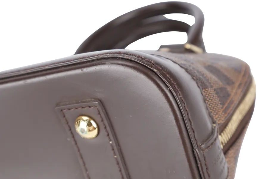 LOUIS VUITTON N40606 ALMA BB BROWN DAMIER EBENE GOLD HARDWARE WITH LONG STRAPS, PADLOCK AND KEYS