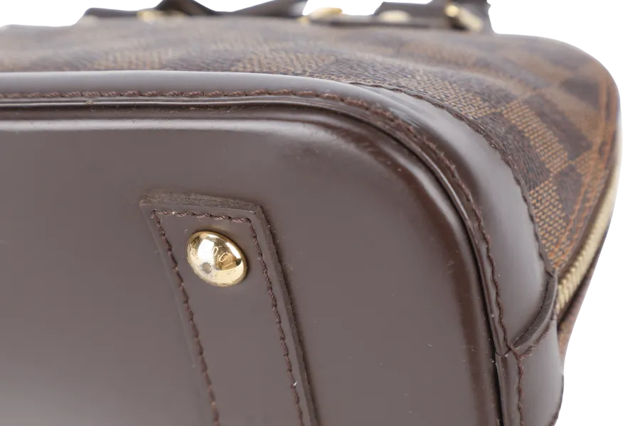 LOUIS VUITTON N40606 ALMA BB BROWN DAMIER EBENE GOLD HARDWARE WITH LONG STRAPS, PADLOCK AND KEYS