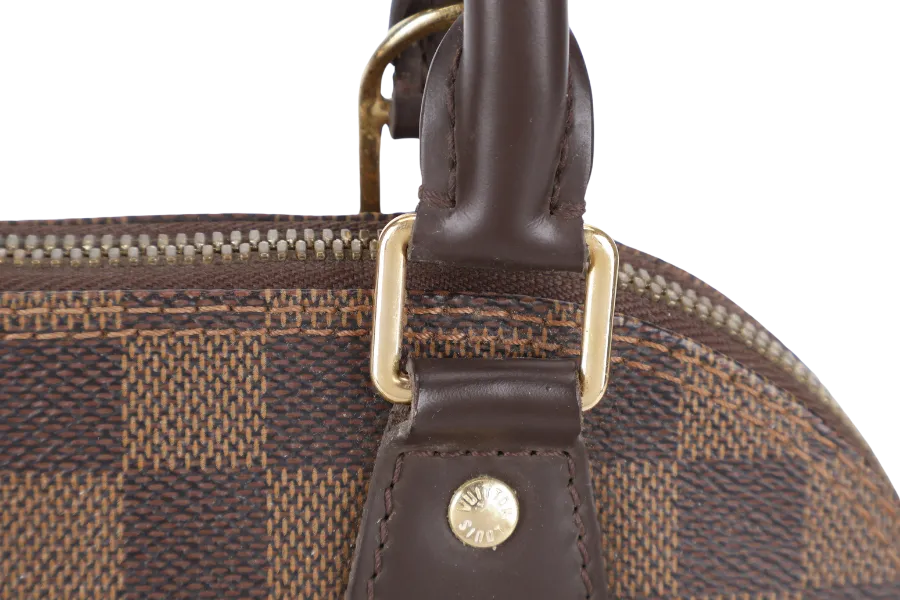 LOUIS VUITTON N40606 ALMA BB BROWN DAMIER EBENE GOLD HARDWARE WITH LONG STRAPS, PADLOCK AND KEYS