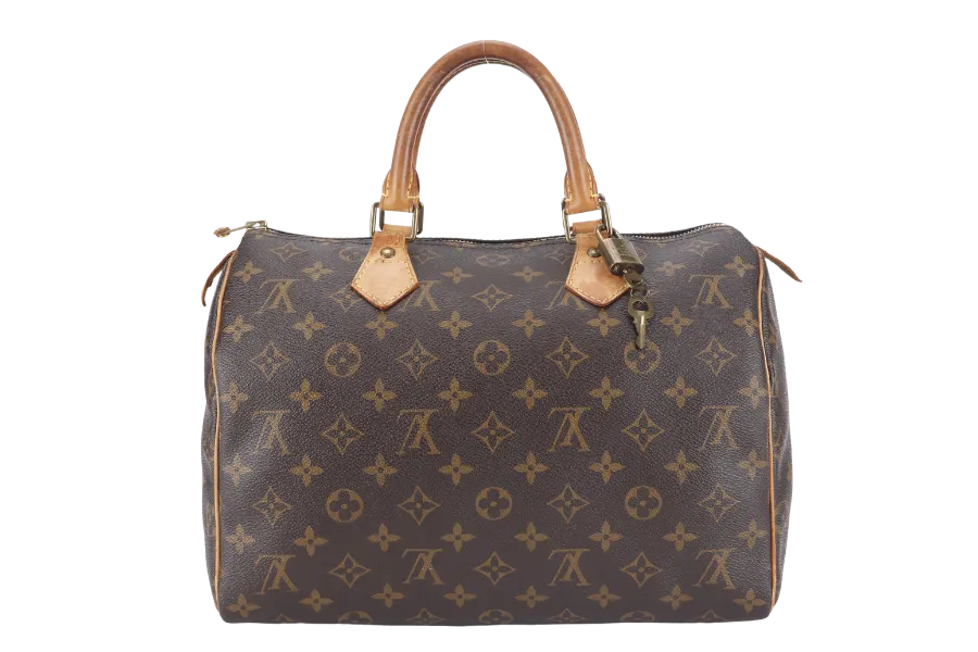 LOUIS VUITTON SPEEDY 30 MONOGRAM CANVAS GOLD HARDWARE WITH PADLOCK & KEYS