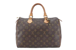 LOUIS VUITTON SPEEDY 30 MONOGRAM CANVAS GOLD HARDWARE WITH PADLOCK & KEYS