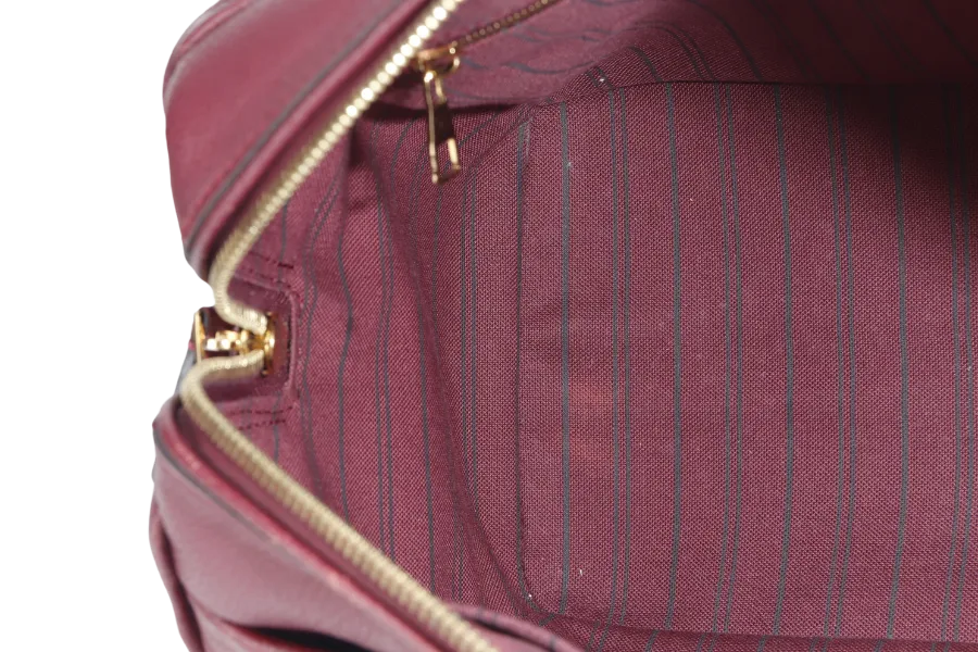 LOUIS VUITTON SPEEDY BANDOULIERE 25 (M44145) BURGUNDY MONOGRAM EMPREINTE GOLD HARDWARE WITH STRAPS, LOCK AND KEYS