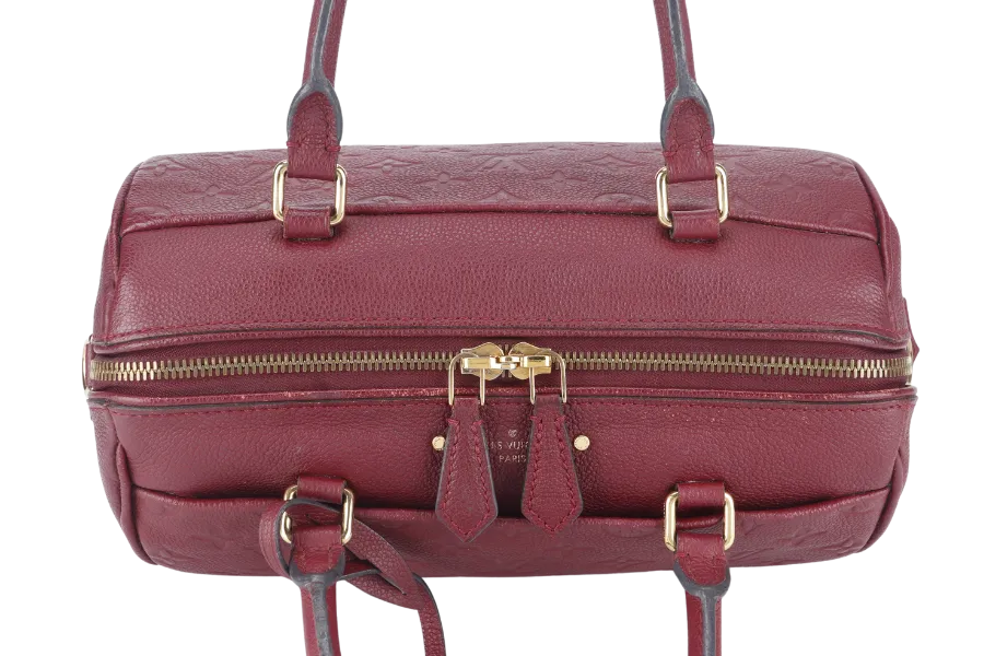 LOUIS VUITTON SPEEDY BANDOULIERE 25 (M44145) BURGUNDY MONOGRAM EMPREINTE GOLD HARDWARE WITH STRAPS, LOCK AND KEYS