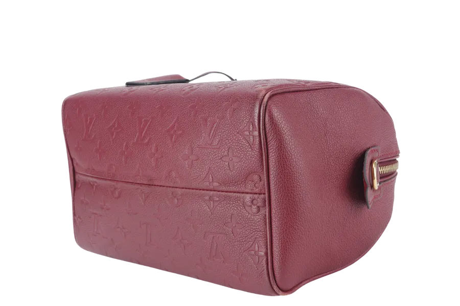 LOUIS VUITTON SPEEDY BANDOULIERE 25 (M44145) BURGUNDY MONOGRAM EMPREINTE GOLD HARDWARE WITH STRAPS, LOCK AND KEYS
