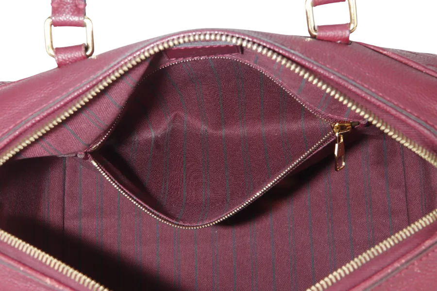 LOUIS VUITTON SPEEDY BANDOULIERE 25 (M44145) BURGUNDY MONOGRAM EMPREINTE GOLD HARDWARE WITH STRAPS, LOCK AND KEYS
