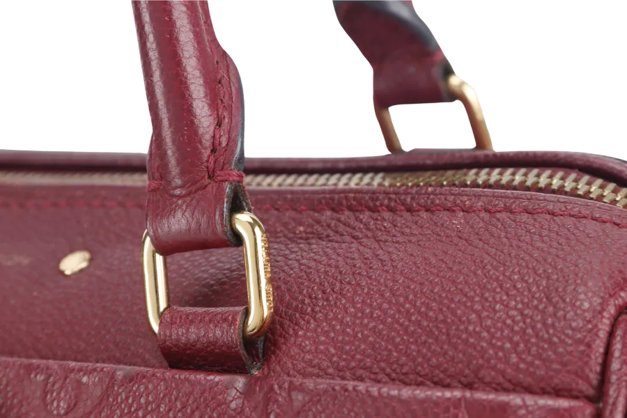 LOUIS VUITTON SPEEDY BANDOULIERE 25 (M44145) BURGUNDY MONOGRAM EMPREINTE GOLD HARDWARE WITH STRAPS, LOCK AND KEYS