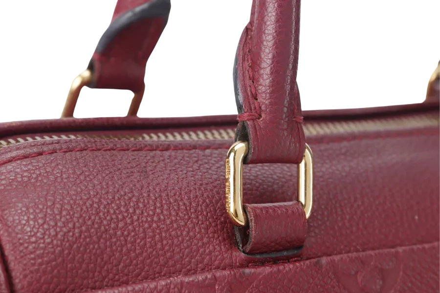 LOUIS VUITTON SPEEDY BANDOULIERE 25 (M44145) BURGUNDY MONOGRAM EMPREINTE GOLD HARDWARE WITH STRAPS, LOCK AND KEYS