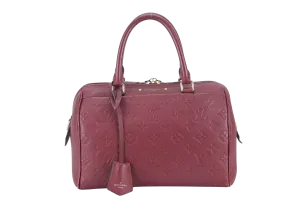 LOUIS VUITTON SPEEDY BANDOULIERE 25 (M44145) BURGUNDY MONOGRAM EMPREINTE GOLD HARDWARE WITH STRAPS, LOCK AND KEYS