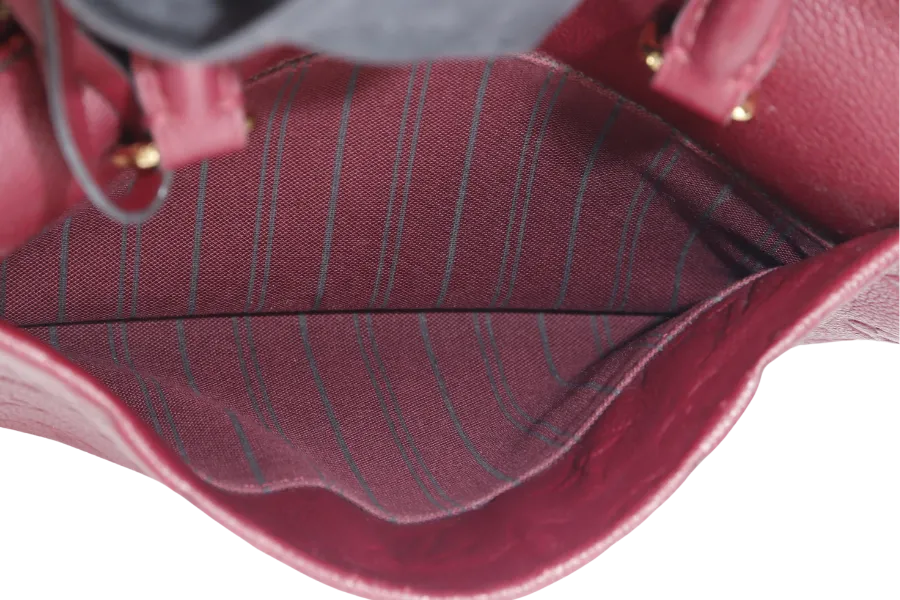 LOUIS VUITTON SPEEDY BANDOULIERE 25 (M44145) BURGUNDY MONOGRAM EMPREINTE GOLD HARDWARE WITH STRAPS, LOCK AND KEYS