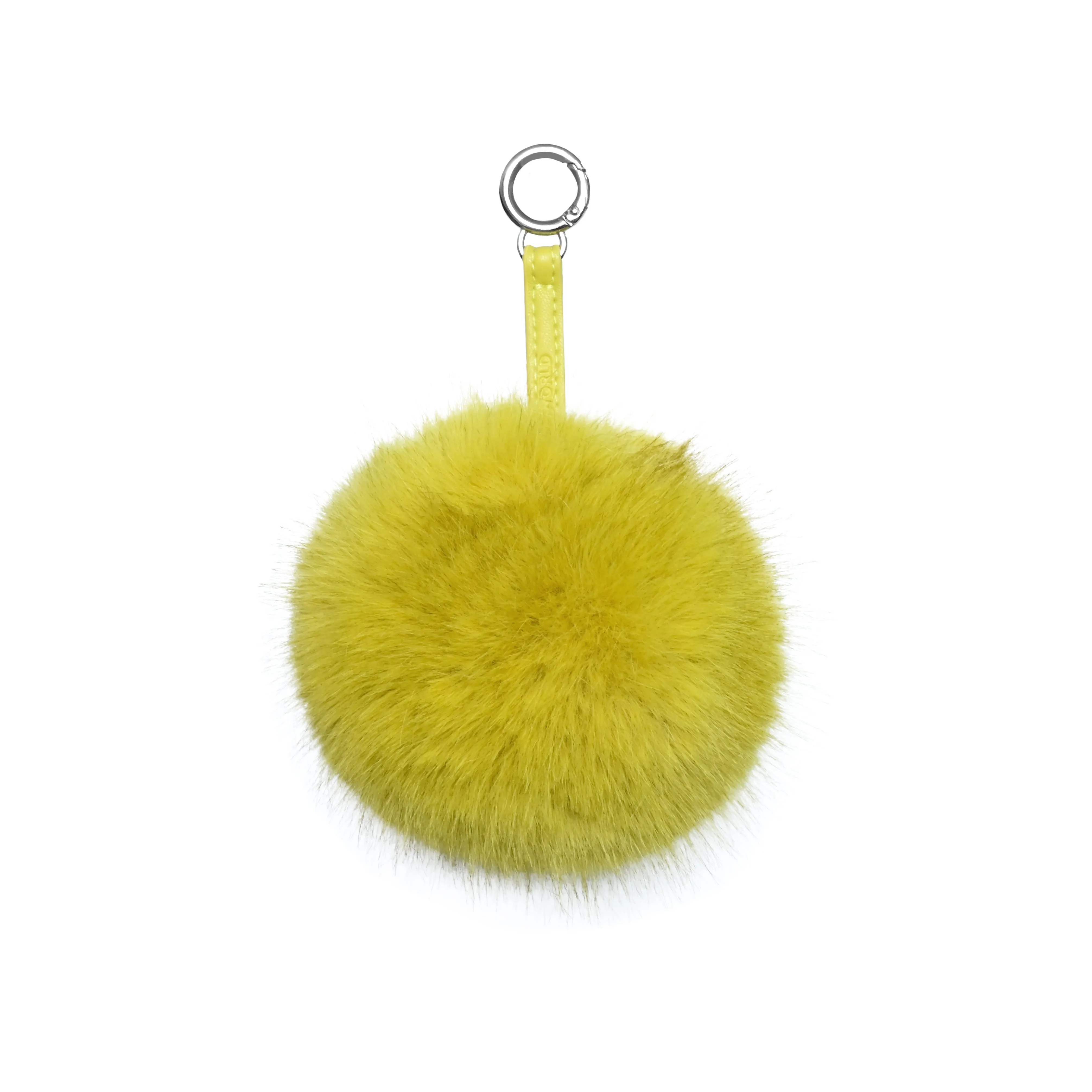Luxurious Antique Moss Faux-Fur Bag Charm - 12cm Ball Size