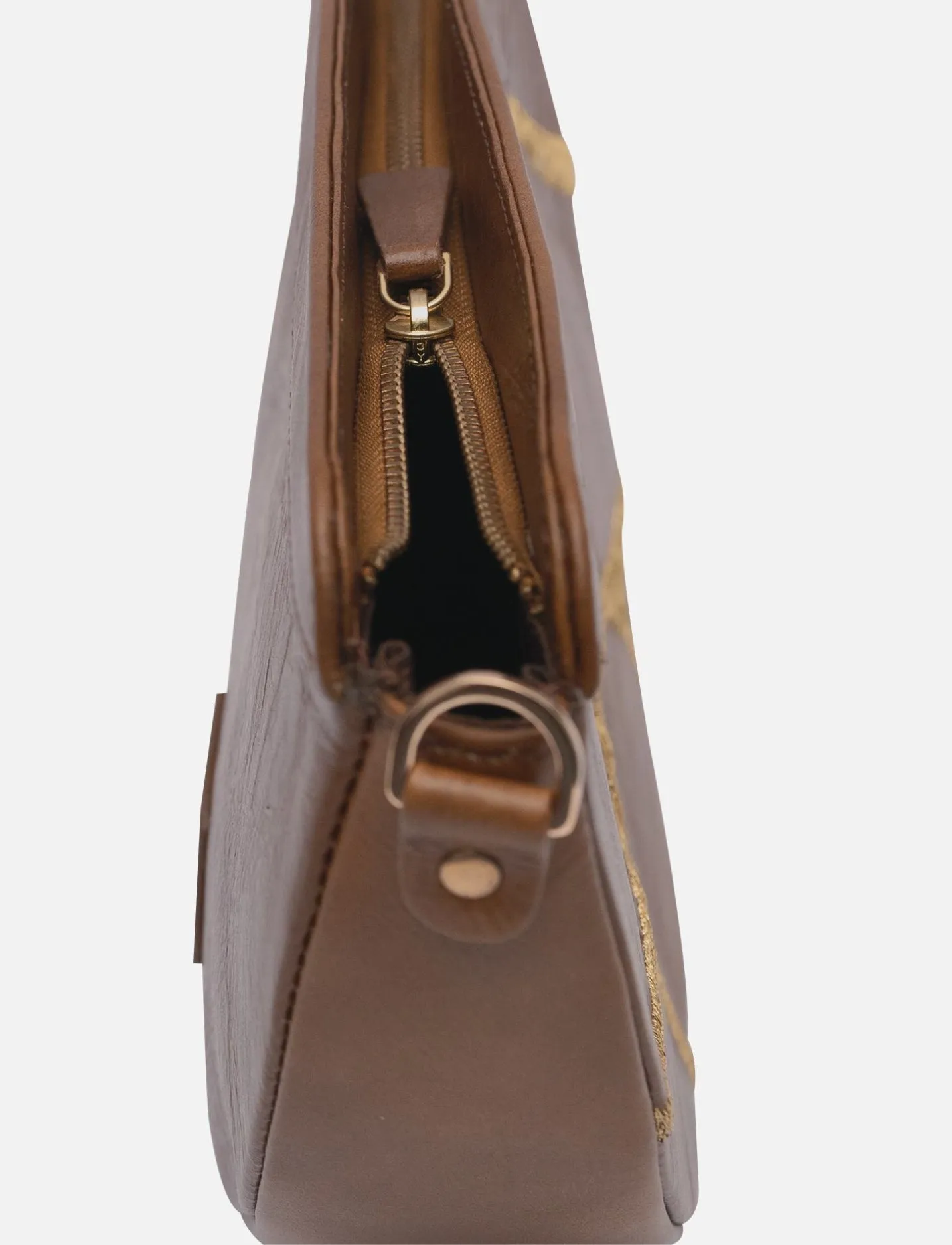 Maeve Crescent Wristlet Tan