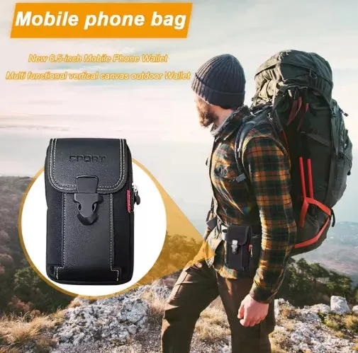 Man Phones Belt Pouch Cell phone Keys Cigarettes Wallet Large Capacity Waist Pack Tactical Duty Belt Backpack Card Holder Fits Phones up to 6.8inch