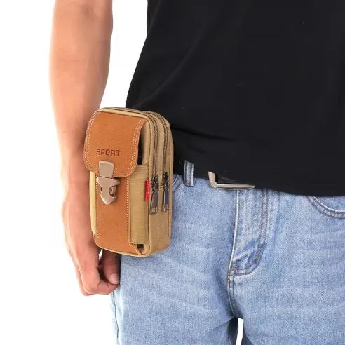 Man Phones Belt Pouch Cell phone Keys Cigarettes Wallet Large Capacity Waist Pack Tactical Duty Belt Backpack Card Holder Fits Phones up to 6.8inch