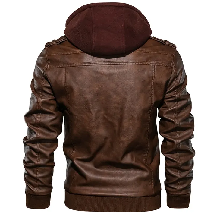 Mens Brown Salvador Premium PU Leather Jacket