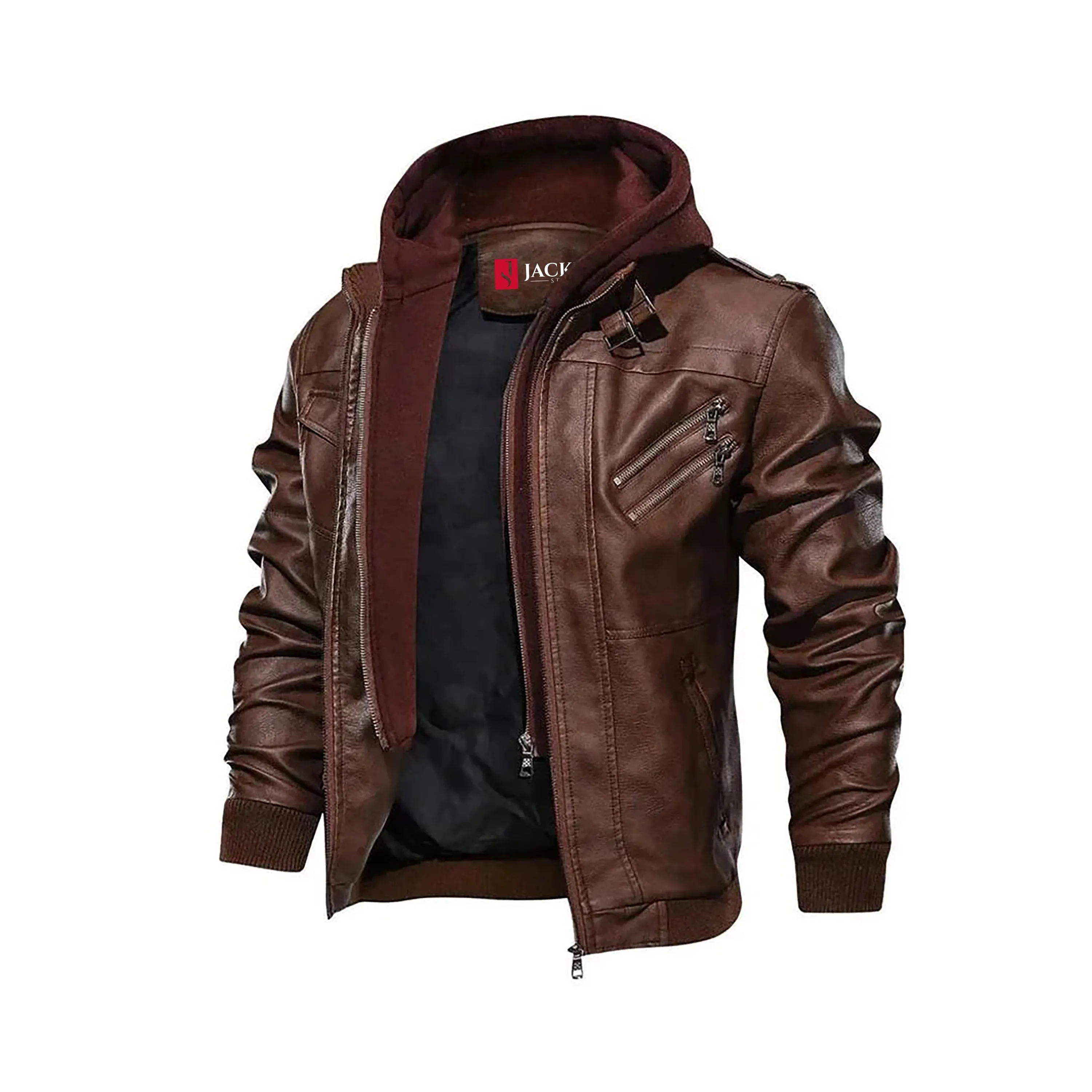 Mens Brown Salvador Premium PU Leather Jacket