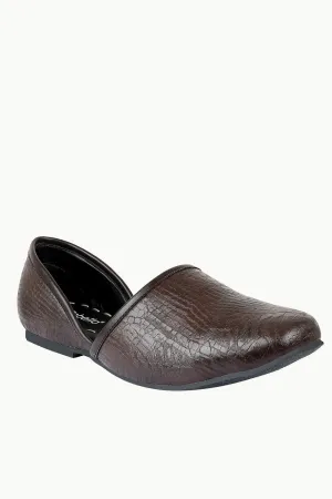 Men's Faux Leather Brown Juttis