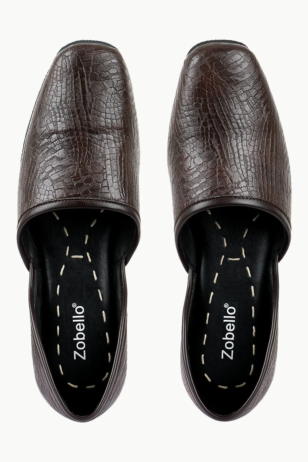Men's Faux Leather Brown Juttis