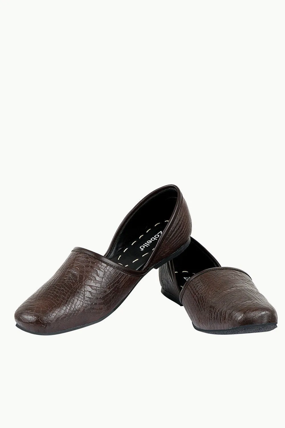 Men's Faux Leather Brown Juttis
